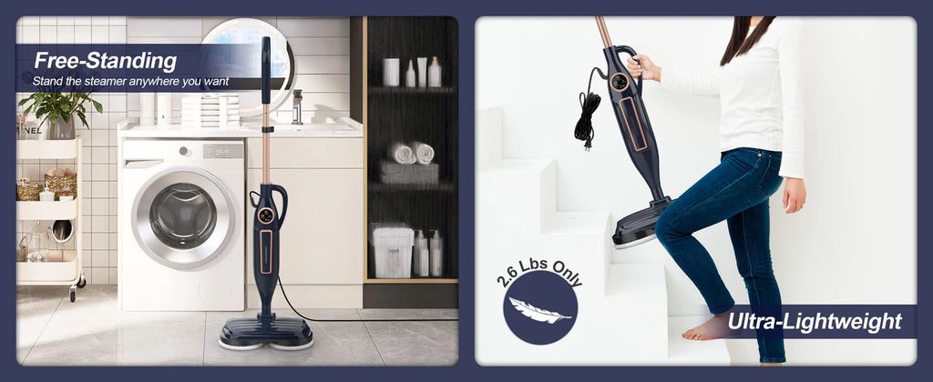 Nova Mart 10-in-1 Steam Mop Cleaner with 1300W power and rotating pad for effective floor cleaning.