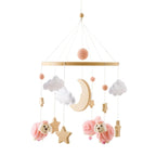 Wooden baby crib rattle toy with crochet bed bell bracket for infants 0-12 months, made by Nova Mart.