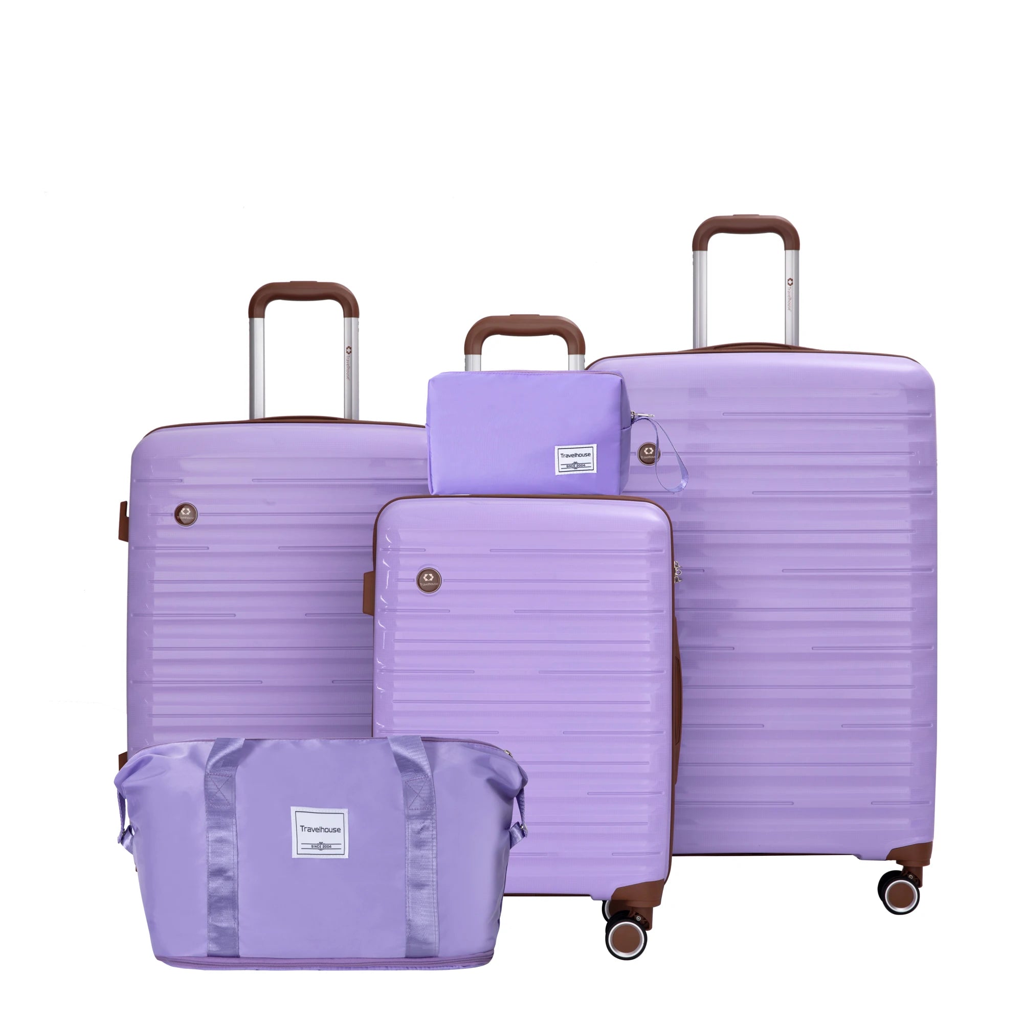 Nova Mart Travelhouse 5-piece luggage set with TSA lock and spinner wheels, featuring durable suitcases for travel convenience.