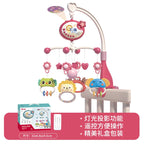 Baby crib mobile with lights, music, and projection by Nova Mart, featuring colorful plush toys hanging above a crib.
