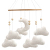 Nova Mart Boucle Clouds & Moon Baby Mobile featuring soft felt clouds and moon for neutral nursery decor and baby toy.