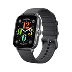 Amazfit GTS 4 Mini smart watch by Nova Mart showing a sleek black design with health tracking and multiple sport mode icons.