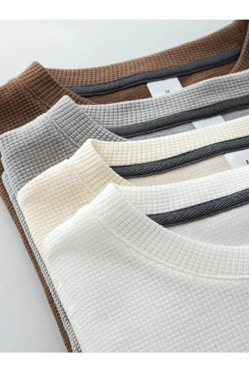 Waffle Knit T-Shirt – Unisex Loose Distinctive Texture