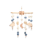 Wooden baby crib rattle toy with crochet bed bell bracket, suitable for infants 0-12 months, by Nova Mart.