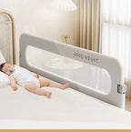 Nova Mart IMBABY Baby Bed Rail Guard, adjustable safety barrier with mesh sides to prevent falls in a baby safety bed.