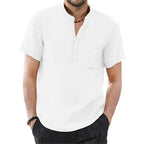 Men's cotton linen short sleeve T-shirt by Nova Mart in solid color, breathable summer casual shirt, relaxed fit and lightweight fabric