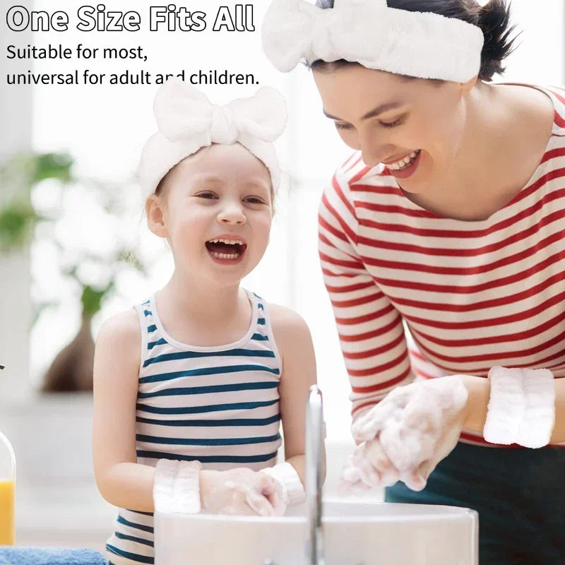 Spa Headband Wrist Towels Face Washing – Elastic Bow Highly Absorbent - Image 2