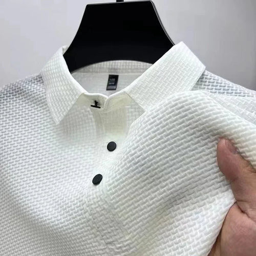 Men's Business Casual Bone Flower POLO – Breathable Polyester Fabric