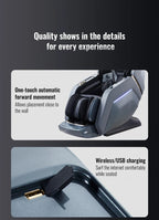 Nova Mart 4D Zero Gravity Massage Chair with voice control and Bluetooth, showing sleek design and padded seat with control panel.
