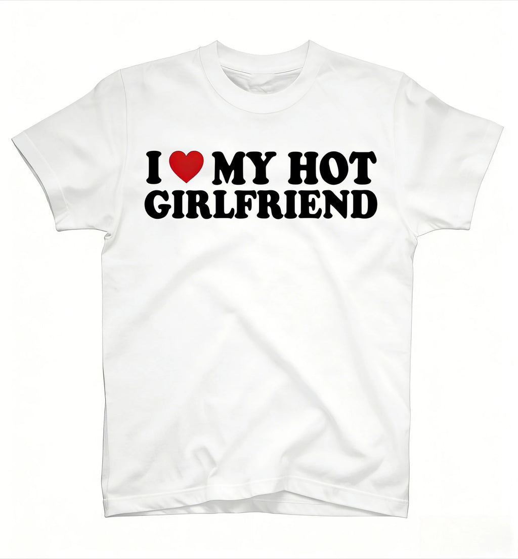 Men's oversized cotton T-shirt by Nova Mart featuring a humorous meme design that says "I Love My Girlfriend."