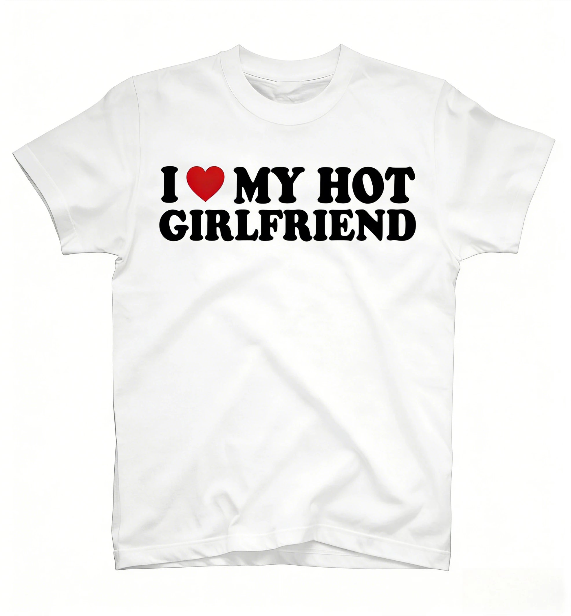Men's oversized cotton T-shirt by Nova Mart featuring a humorous meme design that says "I Love My Girlfriend."