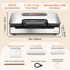 Nova Mart SucceBuy 90Kpa vacuum sealer with 10 free bags for kitchen food preservation, compact electric appliance.