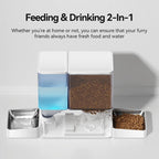 ROJECO 2In1 Automatic Pet Feeder Gravity Water Fountain 8.5L Button Version Auto Cat Kibble Dispenser with Water Refill Drinker - Image 2