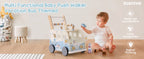 Robotime wooden baby walker with wheels, suitable for boys and girls, designed for early walking development.