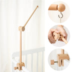 Wooden baby crib rattle toy with crochet bed bell bracket for infants 0-12 months, featuring colorful, safe baby toy design.