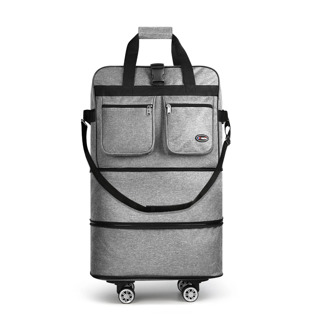 Foldable expandable Nova Mart rolling luggage bag in 30", 36", or 40" with sturdy wheels and handle for travel.