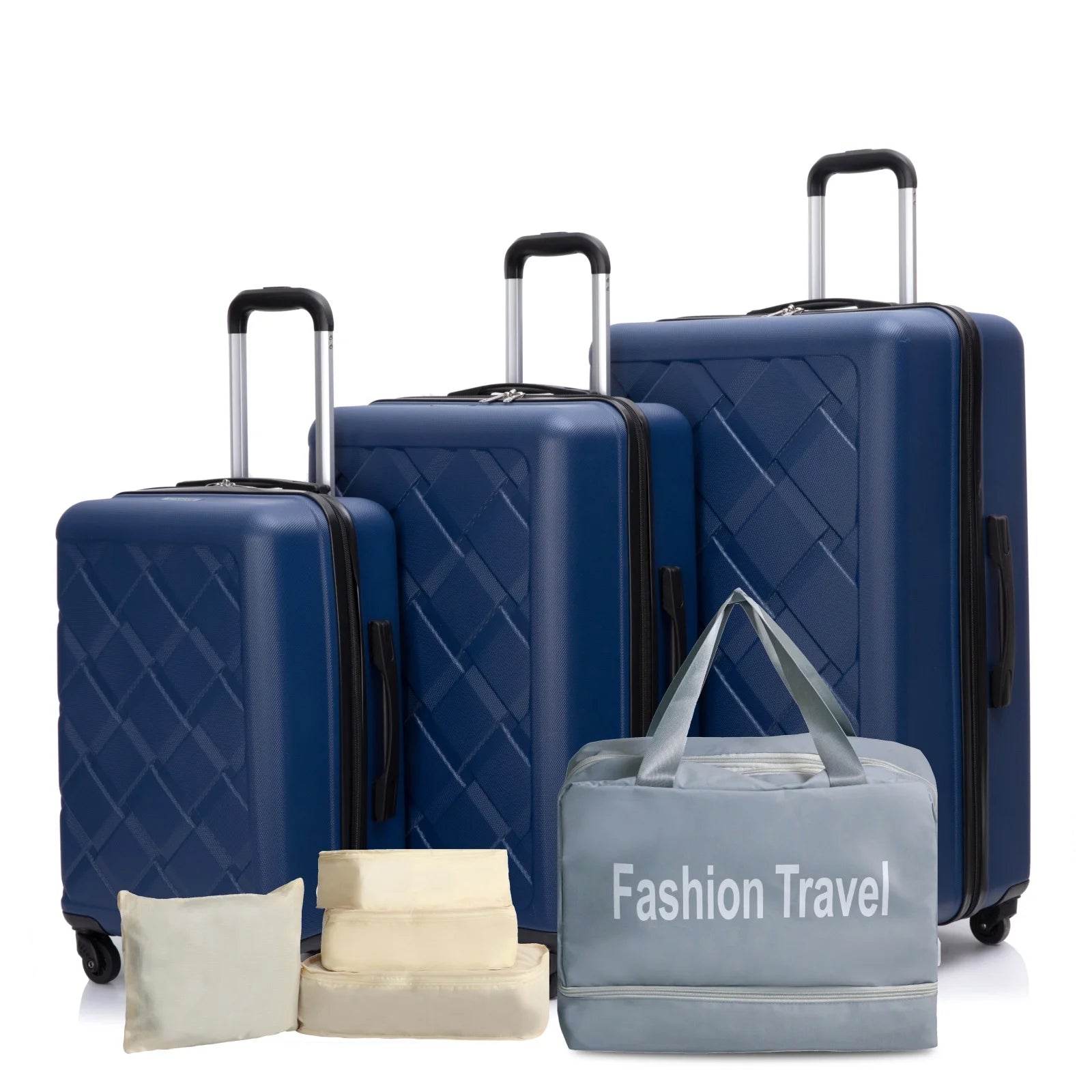 Travelhouse 3-piece ABS hardcase luggage and duffel bag set by Nova Mart, with durable suitcases and travel bags for trips.