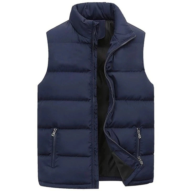 Men's sleeveless vest jacket by Nova Mart, waterproof winter waistcoat with zipper, designed for warmth in autumn and winter.