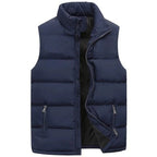 Men's sleeveless vest jacket by Nova Mart, waterproof winter waistcoat with zipper, designed for warmth in autumn and winter.
