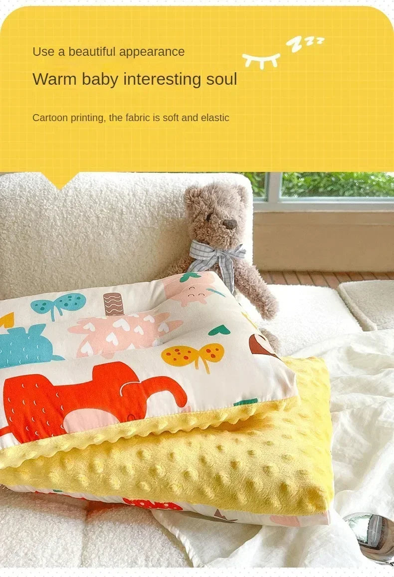 Baby sleep pillow by Nova Mart with soft cotton fabric, cartoon design, removable and washable for comfortable baby bedding.
