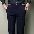 Men's slim fit black suit pants by Nova Mart, formal trousers with a tailored fit, shown on a neutral background.