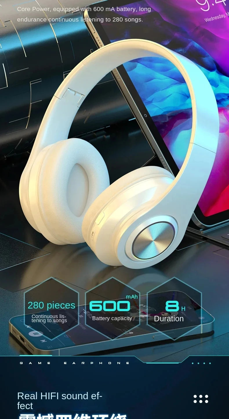 Nova Mart B39 ANC wireless headphones with stereo sound and 12-hour battery life, shown in a sleek black design.