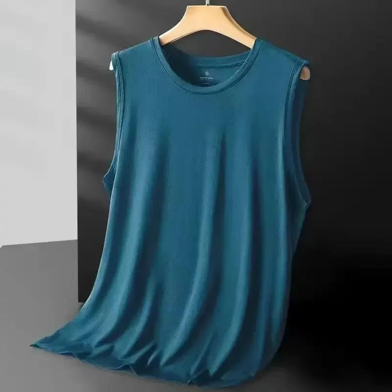 Men's ice silk mesh vest by Nova Mart, sleeveless summer top with lightweight, breathable fabric ideal for hot weather.