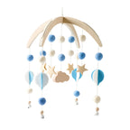 Wooden baby crib rattle toy with crochet bed bell bracket, designed for infants 0-12 months, by Nova Mart.