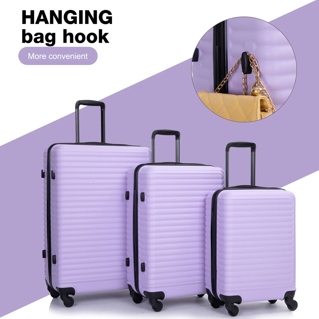 Travelhouse 3-piece hardside luggage set by Nova Mart with durable ABS shells and TSA locks, shown in the image.