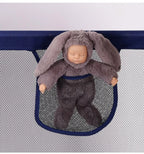 Baby playpen by Nova Mart with steel pipes and a ball box, featuring a colorful, safe play area for infants and toddlers.
