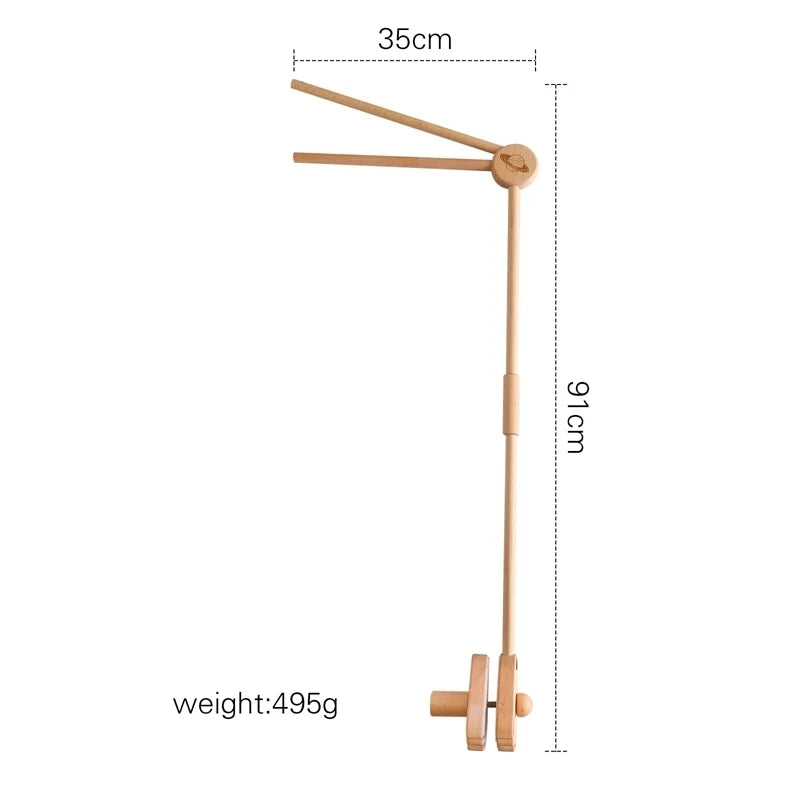 Wooden baby crib rattle toy with crochet bed bell bracket for infants 0-12 months, part of Nova Mart's baby toys collection.