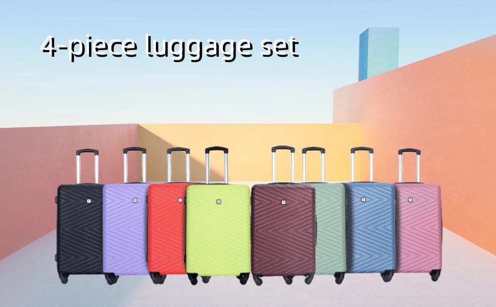 Travelhouse 4-piece ABS luggage set by Nova Mart with TSA locks, featuring durable suitcases in various sizes for travel convenience.