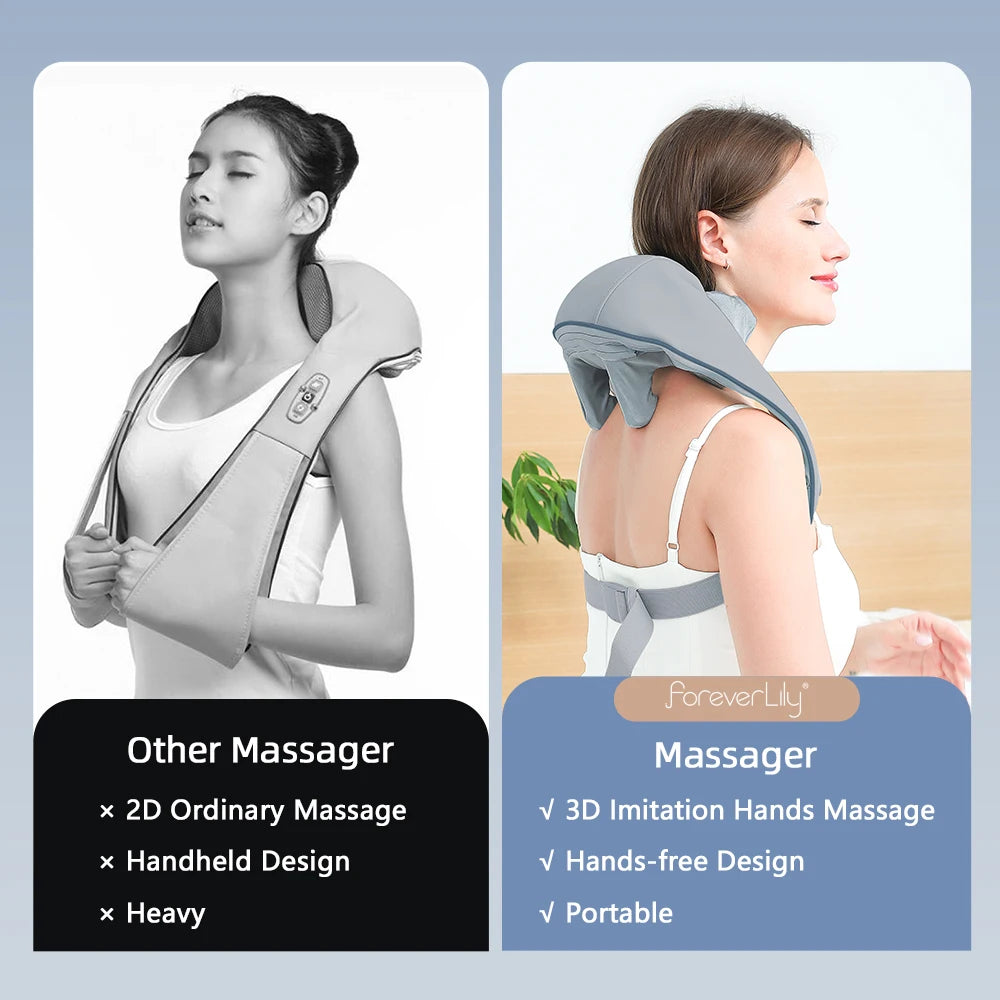 Wireless neck and shoulder massager shawl by Nova Mart, with kneading therapy and adjustable heat for soothing relaxation.