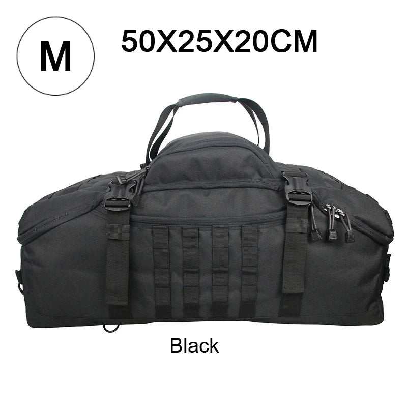 Nova Mart MOLLE tactical backpack in 30L, 45L, or 80L with adjustable straps and multiple compartments for sport and travel use.