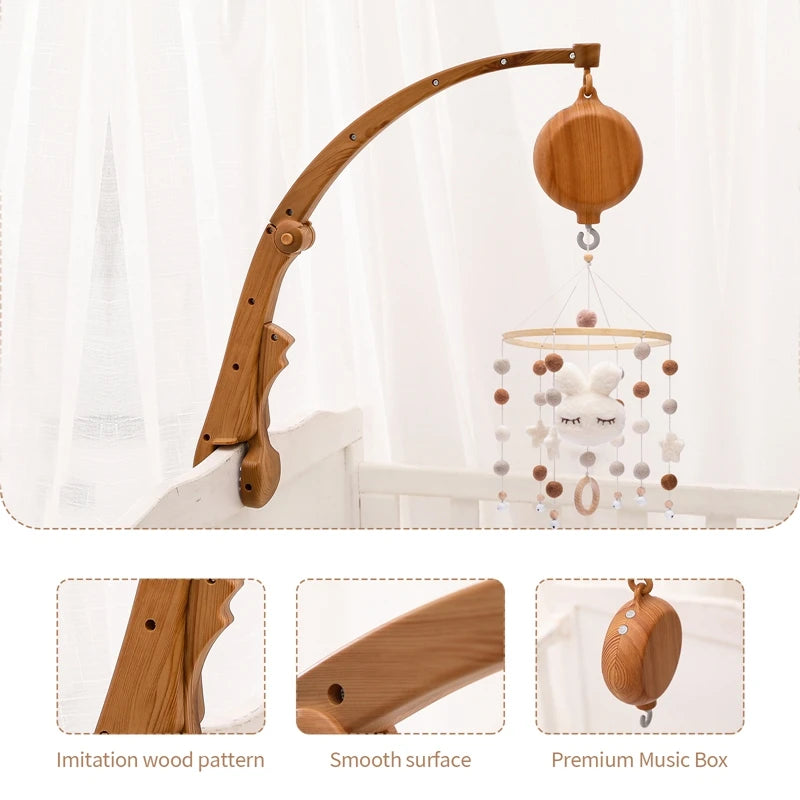 Nova Mart DIY baby crib bed bell holder arm with rotating music box, baby toy accessory for soothing sleep and entertainment.