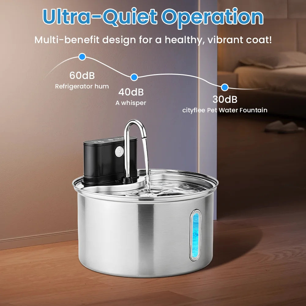 3.5L Stainless Steel Cat Sensor Water dispenser with wireless smart features