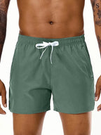 Men's beach sports shorts with elastic waist and double pockets, ideal for summer, by Nova Mart.