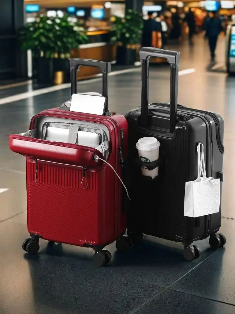 Nova Mart PC hardshell carry-on luggage with combination lock, durable travel suitcase with wheels for easy mobility.