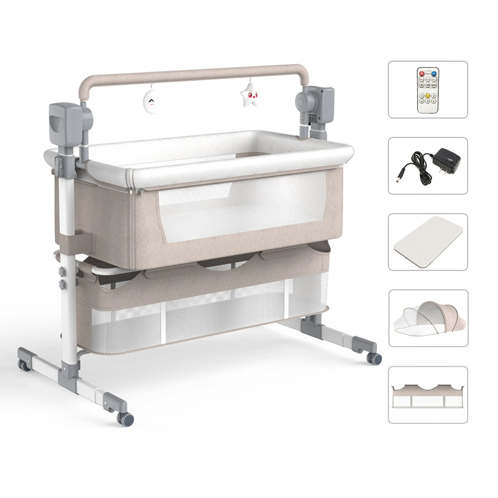Lightweight foldable baby stroller with canopy and storage basket by Nova Mart, shown with open canopy and compact design.