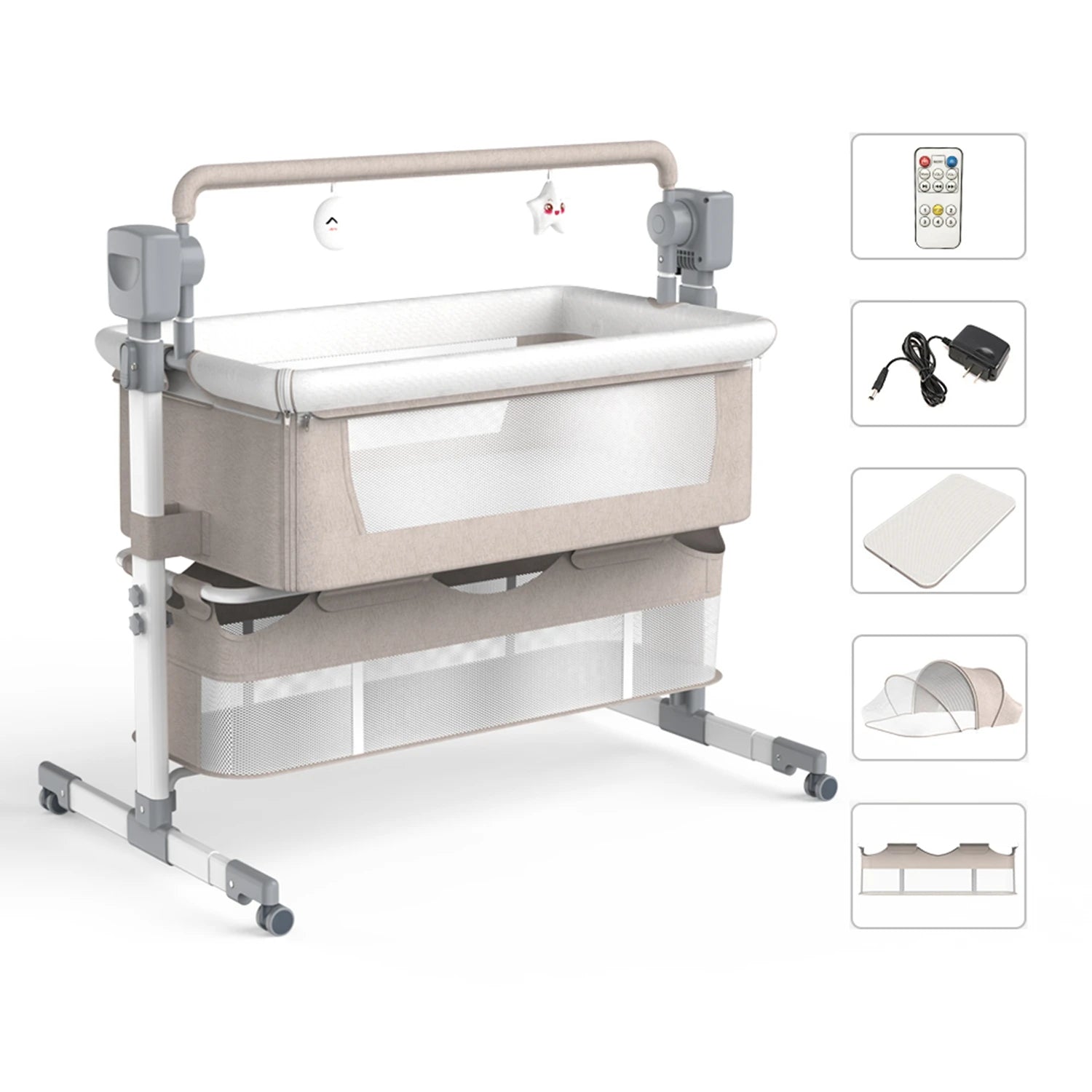 Lightweight foldable baby stroller with canopy and storage basket by Nova Mart, shown with open canopy and compact design.