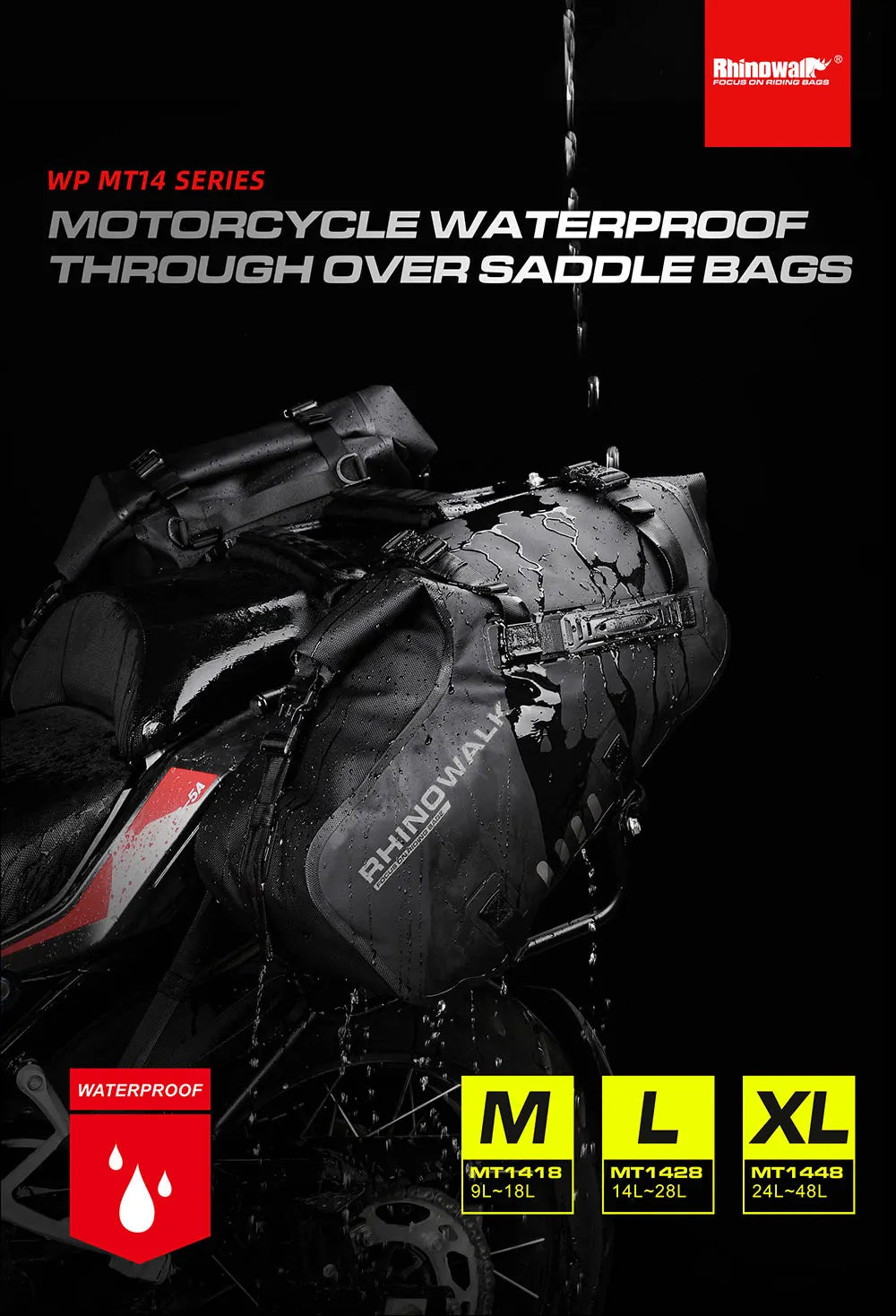 Waterproof motorcycle pannier saddle bags by Nova Mart, designed for secure storage on motorcycles, with durable waterproof material.