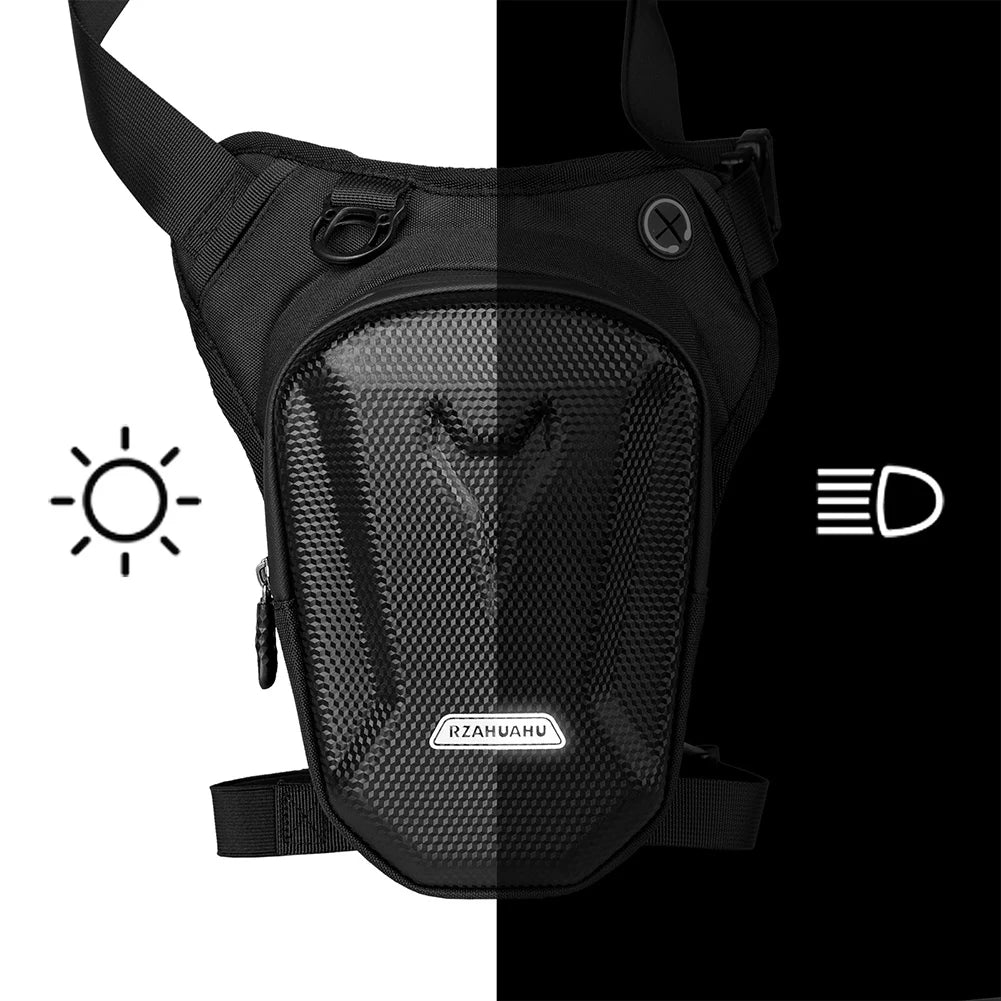 Waterproof motorcycle waist and leg bag by Nova Mart, designed for secure storage of essentials during rides.