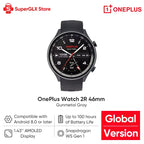 OnePlus Watch 2R smart watch with 1.43-inch AMOLED display, NFC, and 100-hour battery life, shown on a wrist.