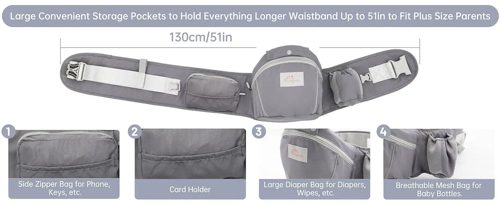 Baby carrier by Nova Mart for newborns to toddlers, featuring a hood and suitable for all seasons, shown with adjustable straps.