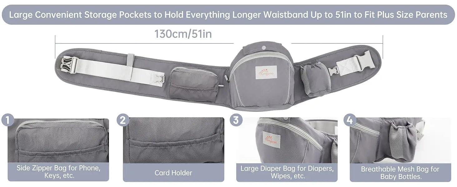 Baby carrier by Nova Mart for newborns to toddlers, featuring a hood and suitable for all seasons, shown with adjustable straps.