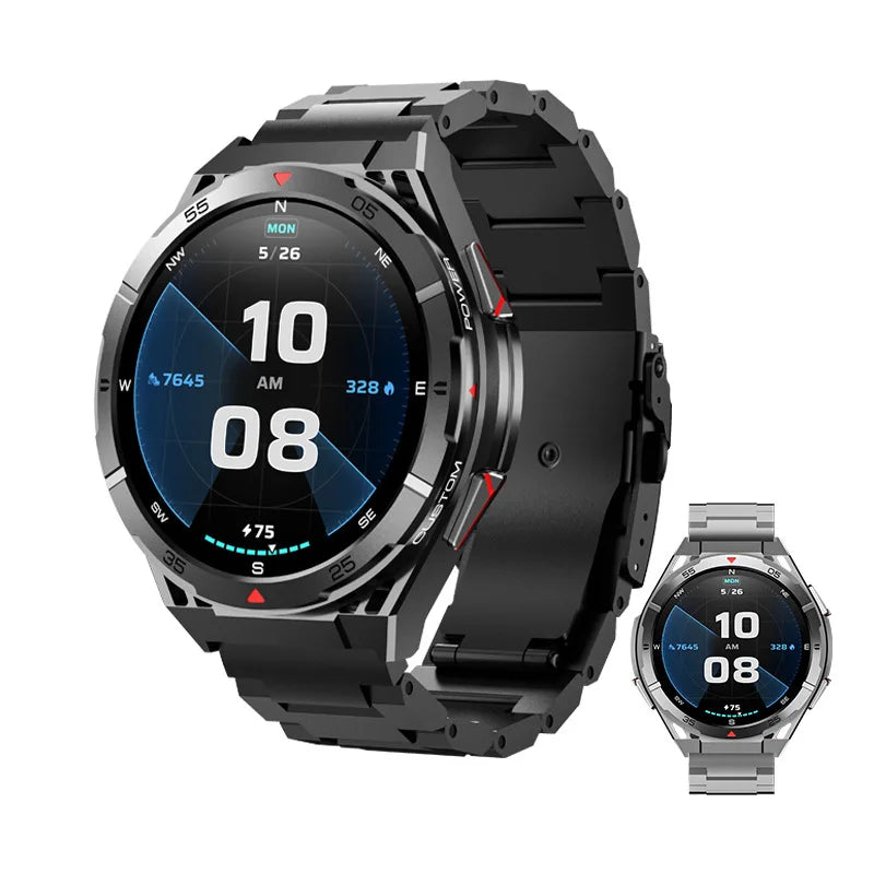 Smart Watch for Men and Women by Nova Mart with health tracker and Bluetooth call functionality, shown in a sleek black design.
