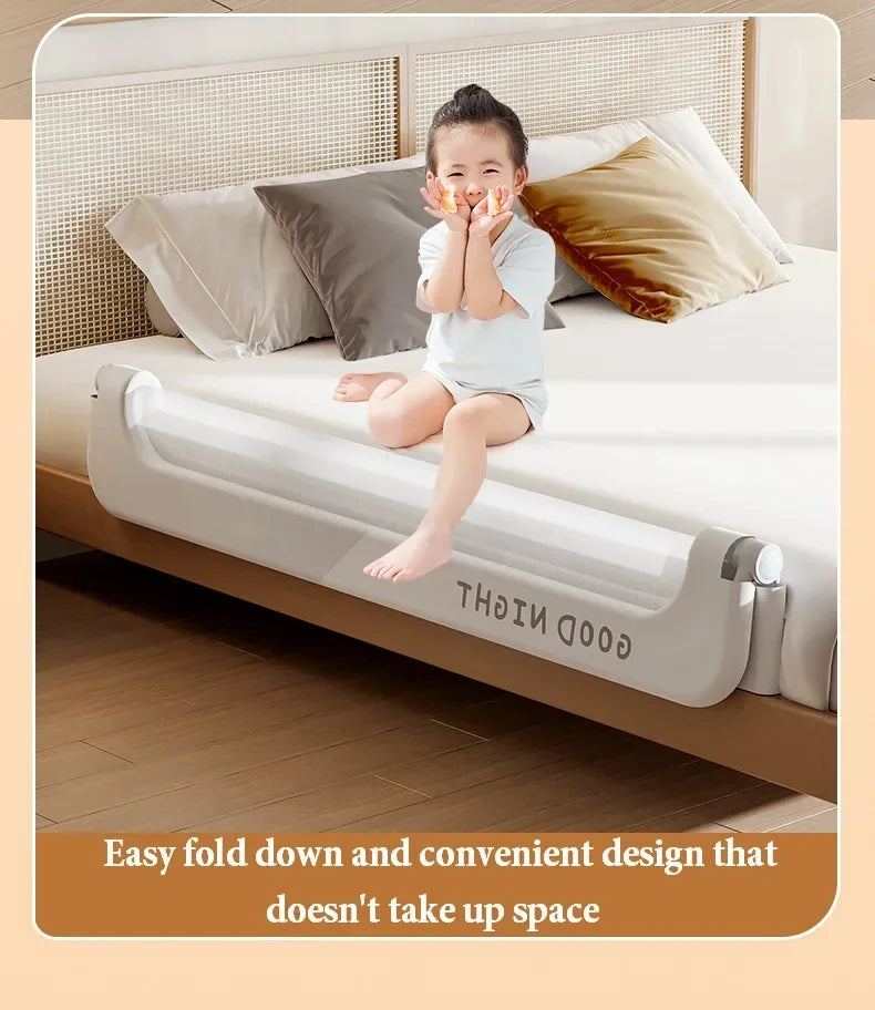 Nova Mart IMBABY baby bed rail guard, adjustable safety barrier for preventing falls in a child's crib or bed.