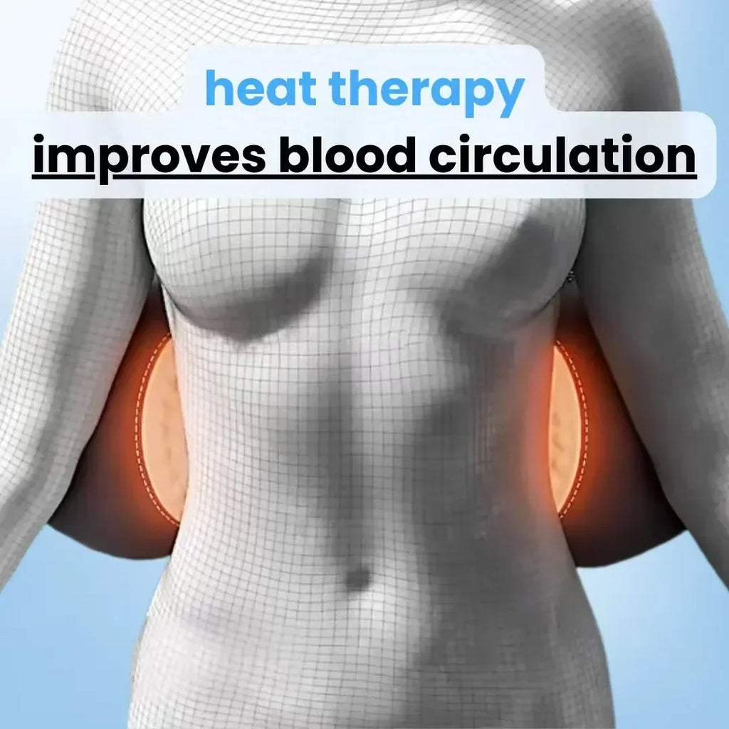 Nova Mart 3-in-1 back massager with heat and vibration for back pain relief, shown with ergonomic design and control panel.