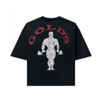 Men's retro pattern cotton T-shirt by Nova Mart, short sleeve gym fitness tee with vibrant retro design and comfortable fit.
