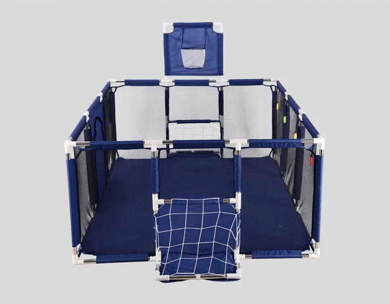 Baby playground playpen with steel pipes and ball box, safe and durable baby playpen from Nova Mart, suitable for indoor play.